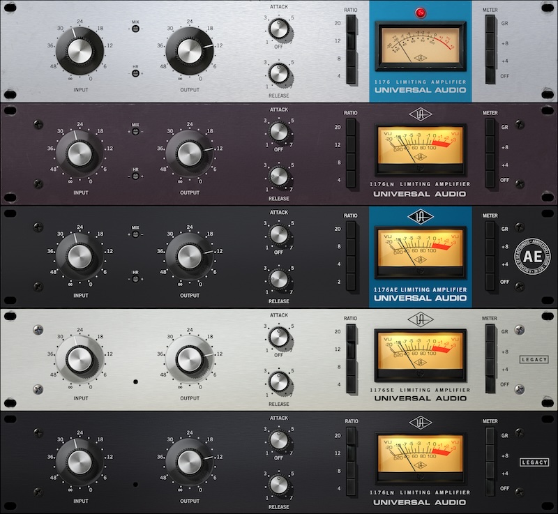 UA’s original 1176 model from 2001 (top) focused on compression-specific features, whereas its UAD-2 versions (underneath) feature end-to-end circuit modeling that includes models of the transformers and amplifiers.