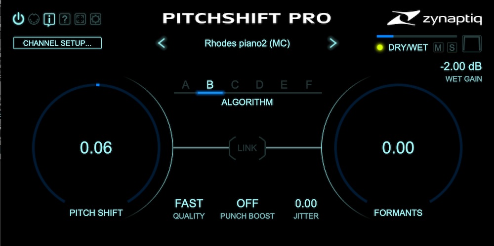 Pitchshift Pro’s first-line controls.