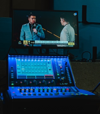 A test control room was set up in the arena, making use of an Allen & Heath dLive C1500 digital mixing surface with DM32 MixRack.
