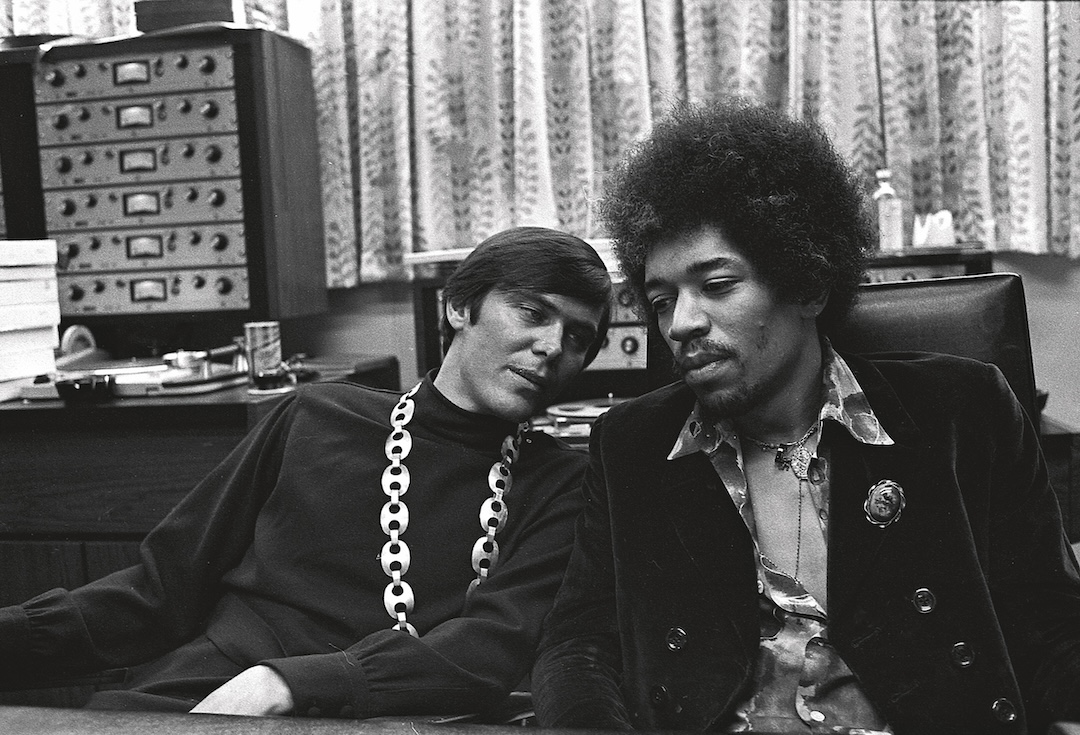 Gary Kellgren with Jimi Hendrix at the Datamix console in the original Studio A at Record Plant NY, August 22, 1968. PHOTO: Jay Good, courtesy Frank White Photo Agency.