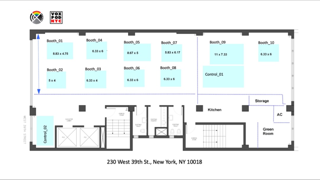 The layout of VoxPod NYC. Image courtesy of VoxPod NYC.