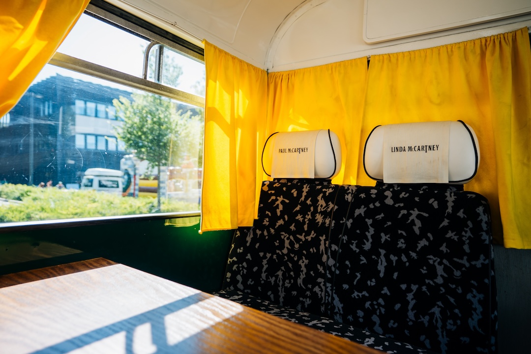 Inside the restored Wings Tour Bus.