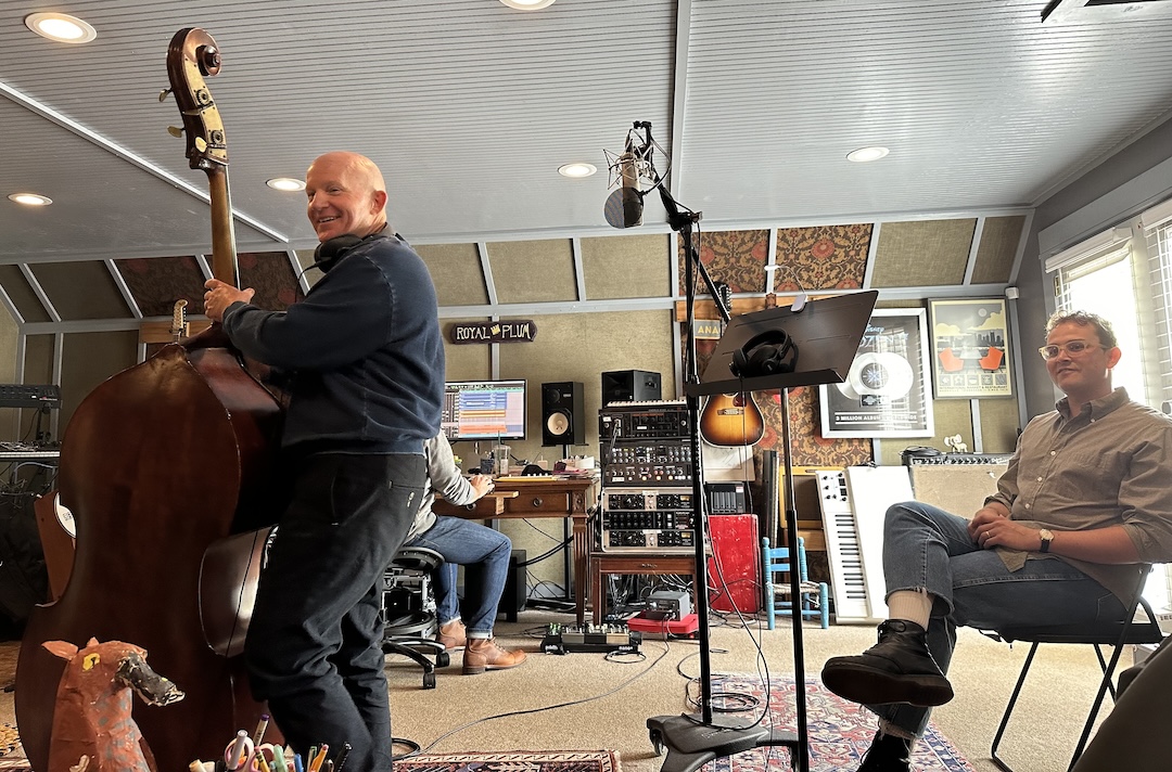 Upright bassist Dennis Crouch, at Daniel Tashian’s Royal Plum Studio in Nashville. Photo: Courtesy of Daniel Tashian.