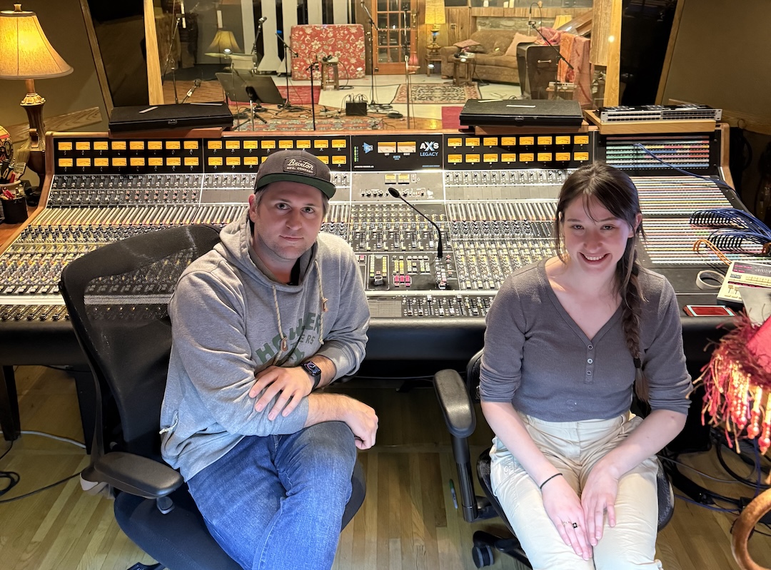 Engineer Mike Stankiewicz with assistant Joanna Finley at Sound Emporium in Nashville. Photo: Courtesy of Mike Stankiewicz.