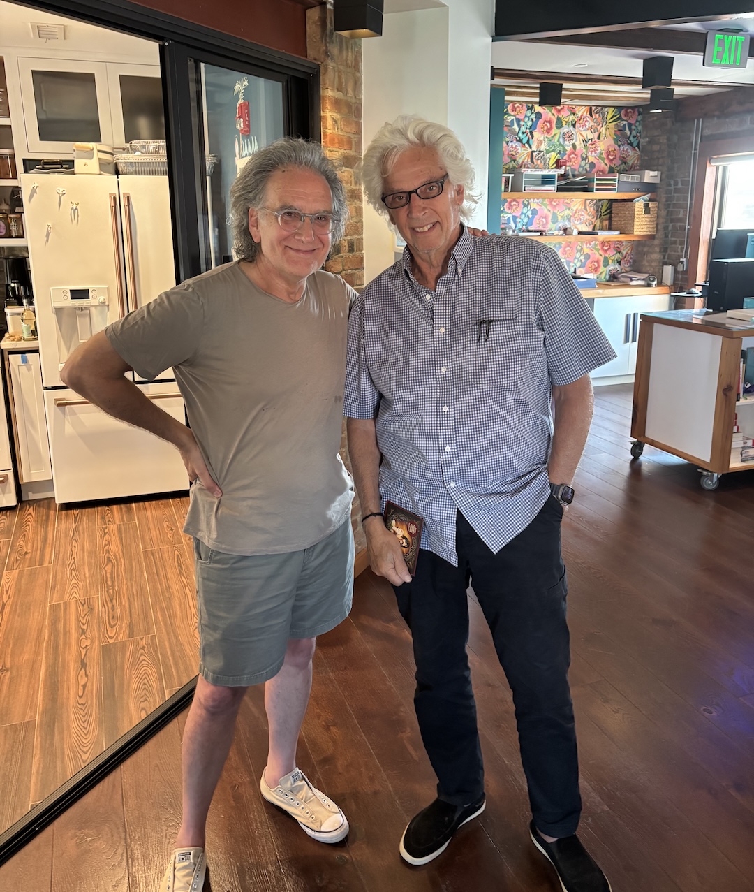 Peter Buffett, left, and John Storyk at the ad-free Radio Kingston. Photo: Tom Kenny.