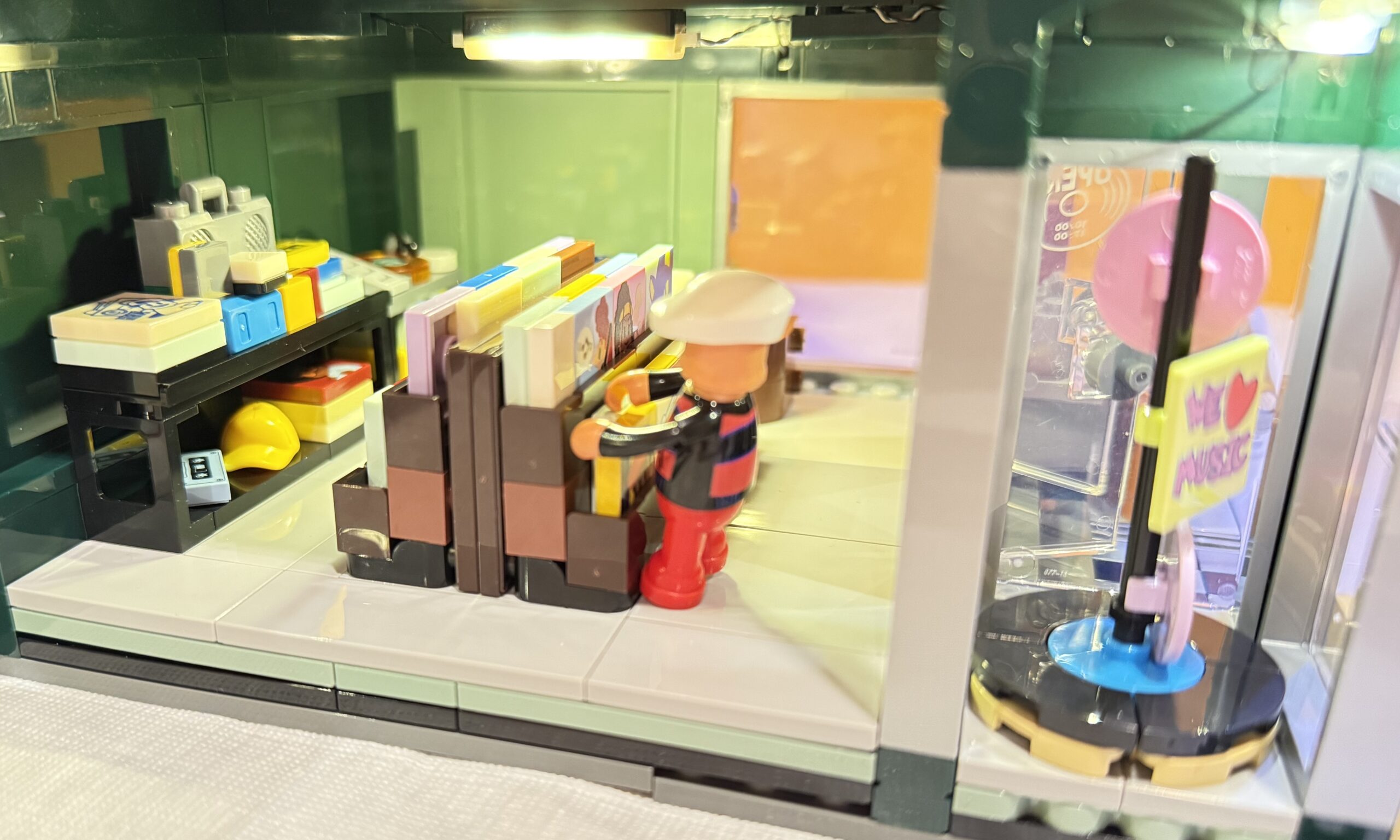 Details in the record shop range from loose cassettes to a variety of album covers, to a whopping $150 rung up on the cash register. Photo: Future.