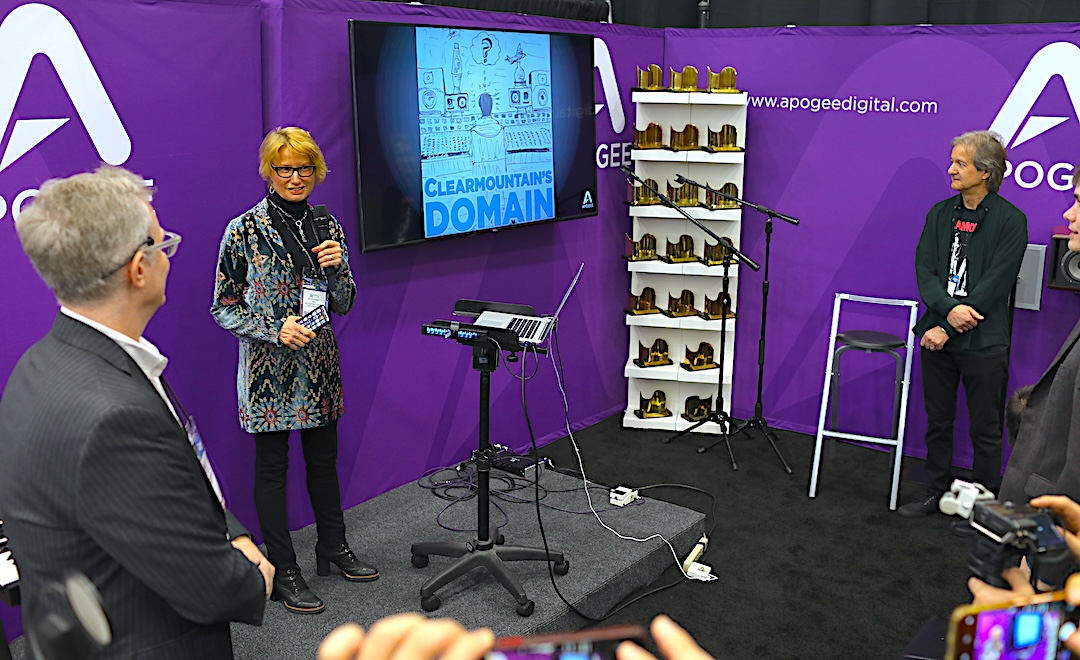 Apogee has been a fixture at pro audio trade shows for 40 years. In 2019, Betty and Bob introduced one of the company’s first plug-ins, Clearmountain’s Domain. Photo: Courtesy of Apogee.