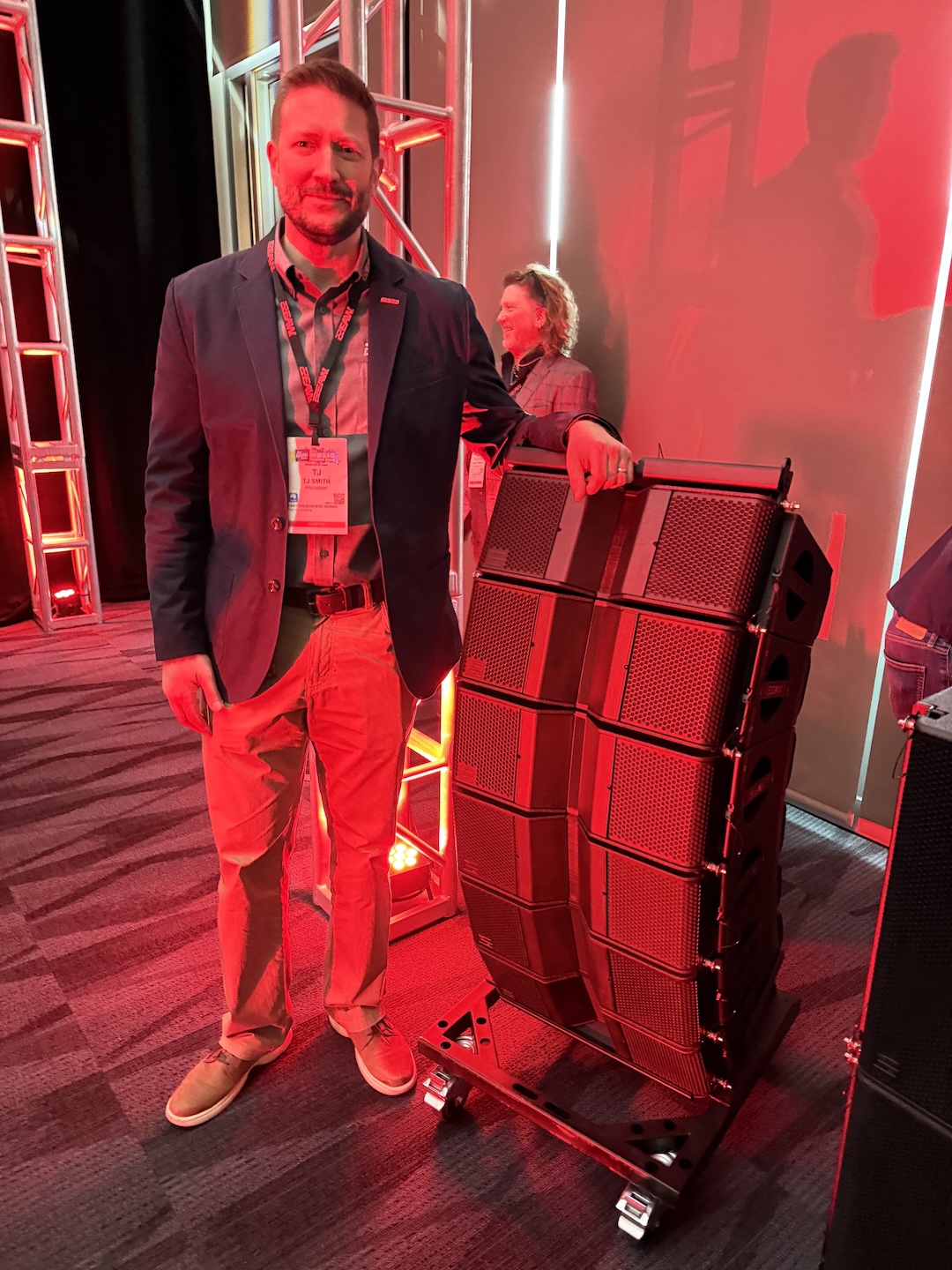 It’s been a busy time for EAW and its president, TJ Smith, seen here with the new NT206L Active 2-Way Line Array.