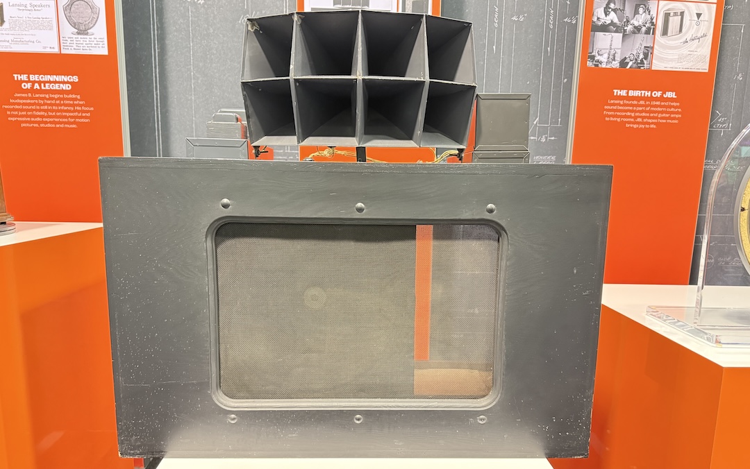 As part of an extensive historical display showing the company's groundbreaking products over the years, JBL showed this vintage 1934 Lansing speaker, believed to be the first-ever studio monitor.