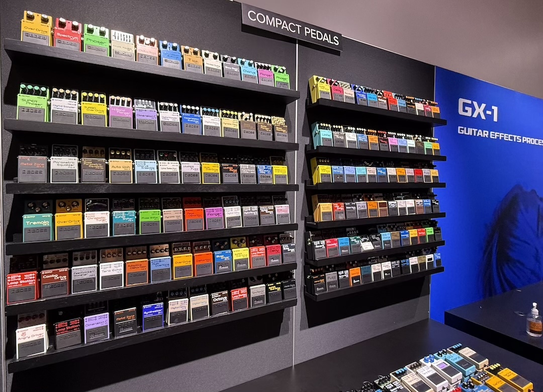 If you've ever owned a Boss effect pedal, it was probably on this wall during the show.