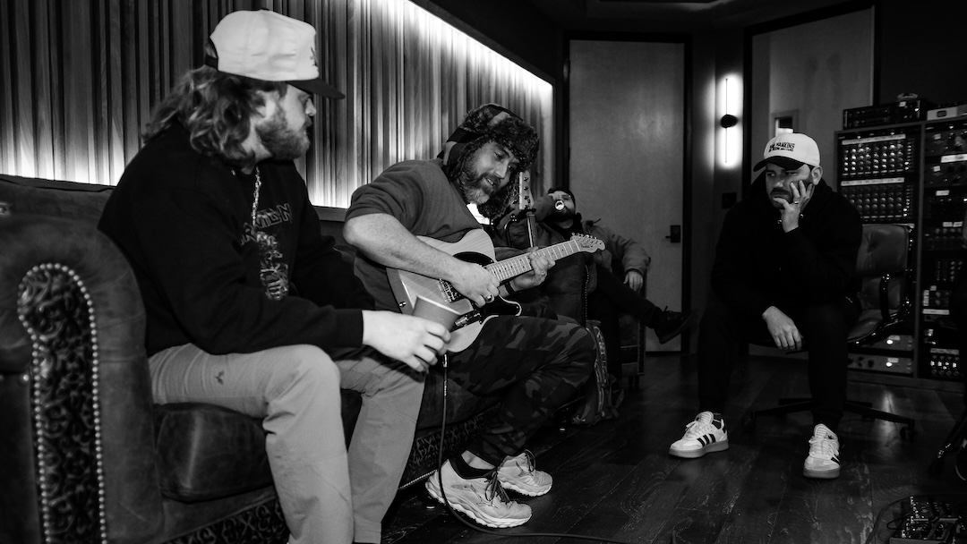 From left, Sam Canty, Jeremiah Vanley and Taylor Kimball during the tracking of West Texas Degenerate at The SoundBank Studios.