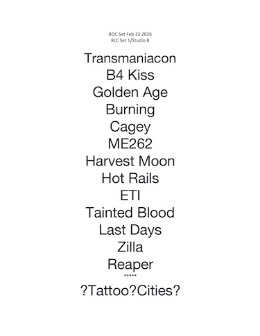 Set list #1 goes to a diehard fan.