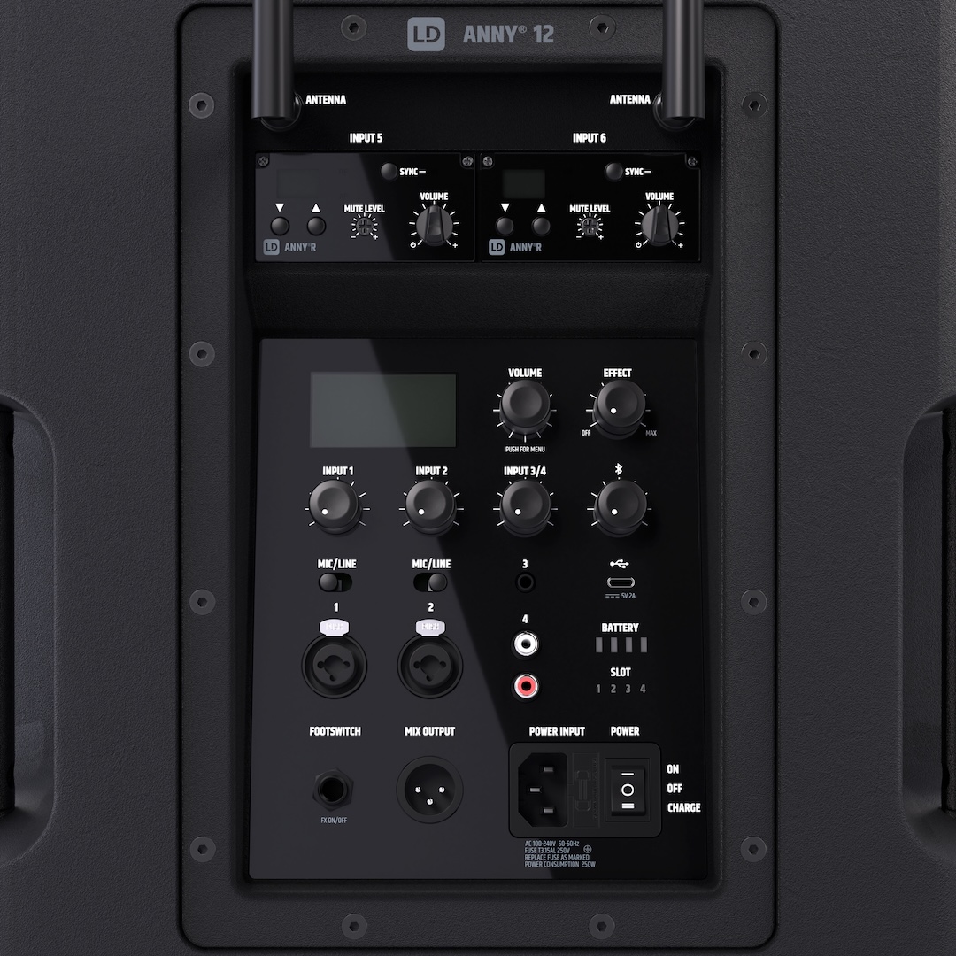 The LD Systems ANNY 12 Portable P.A. sports an integrated 6-channel mixer.