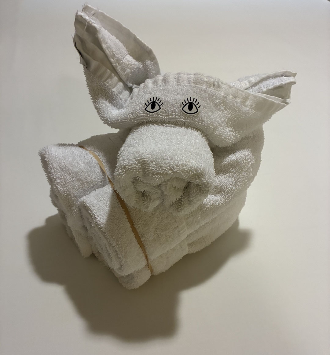 Towel art: This one looks kinda’ like Miss Piggy.