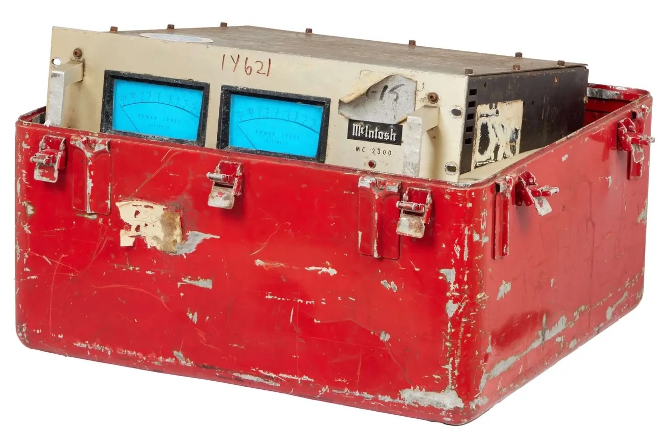 A number of McIntosh amplifiers that were used to power the Wall of Sound are being auctioned, including this McIntosh 2300 power amplifier with a custom-built “Ketchup” case.
