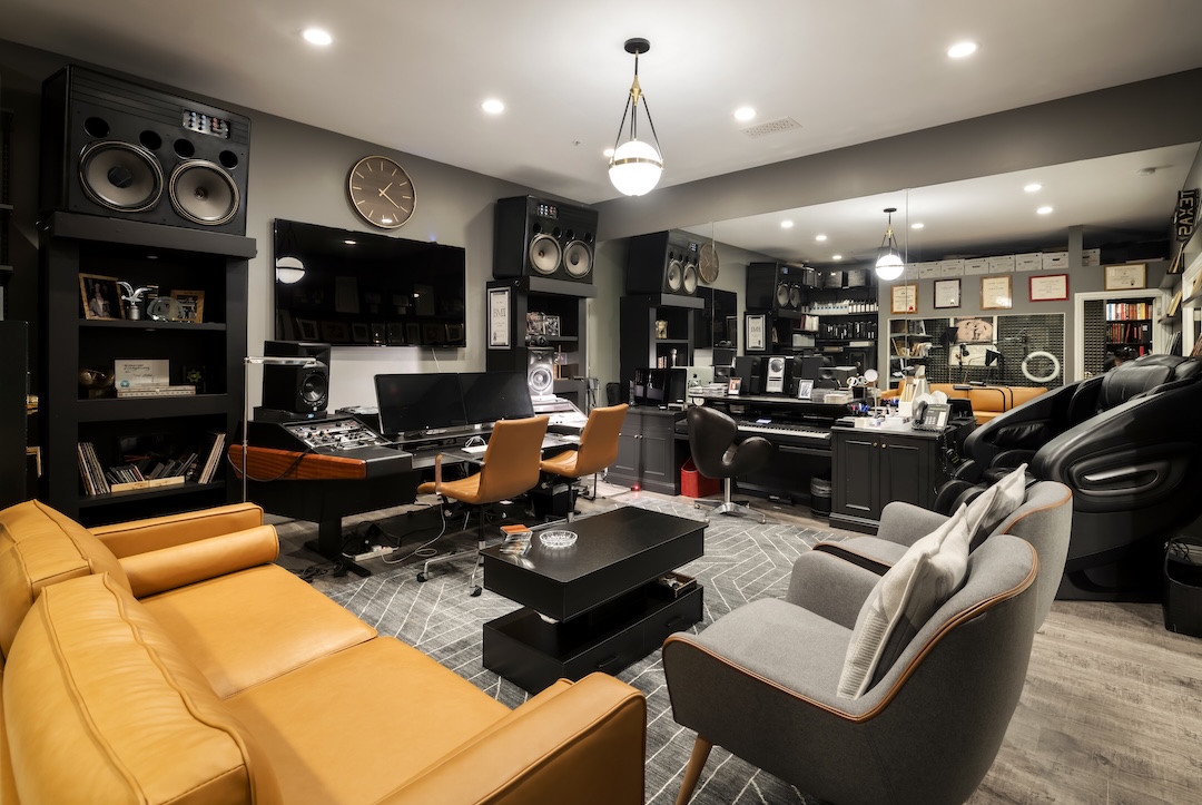 Highlighting how the studio space can be maximized to accommodate different creative production workflows, Anka has it centered around a mixing/outboard-rack desk, with a secondary keyboard workstation off to the side. Photo: Courtesy of Compass/Ginger Glass.