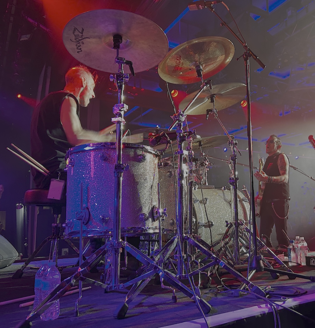 The author behind the drums; Gary Hoey, right. PHOTO: Courtesy of Drew Gantert