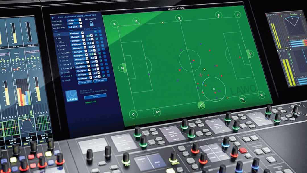 By automating close-ball mixing based on camera tracking data, Lawo’s KICK sports-mixing system allows the audio engineer to focus on creative storytelling rather than riding gain.