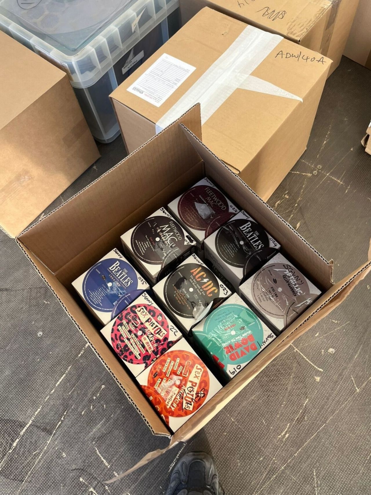 Another released image appears to show record labels associated with the 'gray area' record company, Coda Records. Photo: Used with permission of City of London Police. 