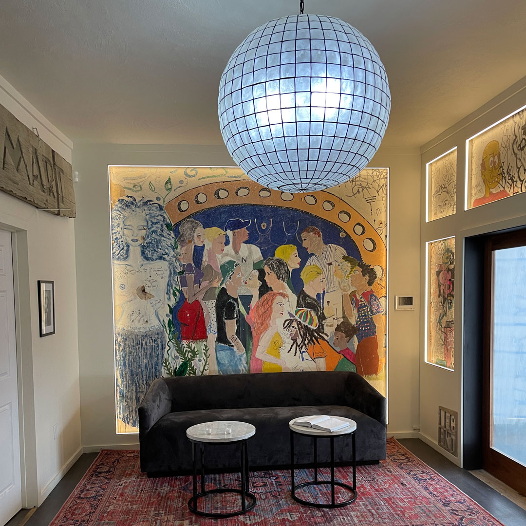 Removing sheetrock from the lounge revealed hidden artwork, autographs and a mural by actress Ione Skye. Photo: G-Son.