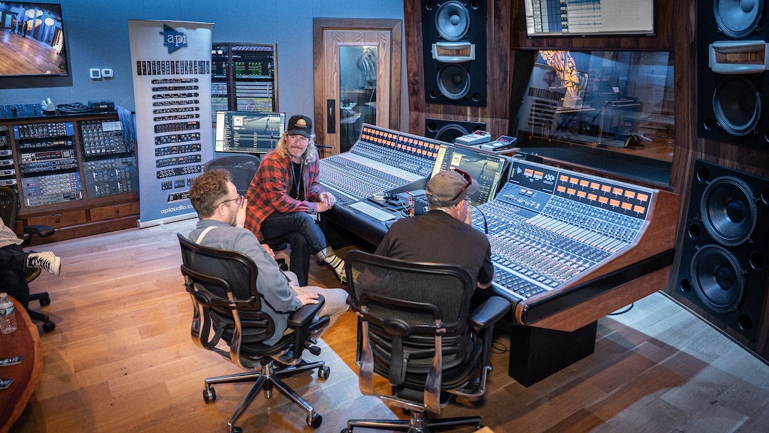 API brought in Dan Ballard, Owner/Producer/Engineer of Gold Pacific Studio in the nearby Berry Hill neighborhood (center, in ball cap), to host a series of demo sessions throughout the day on the features, workflow and recording/mixing techniques of the API AXS console. Photo: Future/Kevin Craig