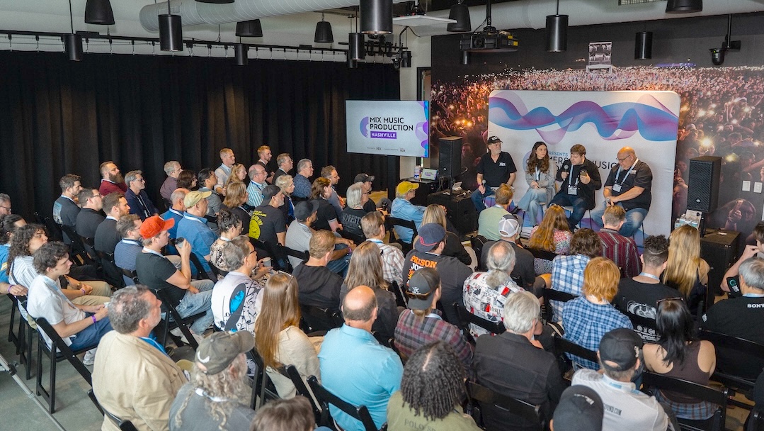 From left: Moderator Tom Kenny, Mix; Danielle Engen, Electric Feel Studios; David Kalmusky, Addiction Sound; David Bates, Curb Studios. Photo: Future/Kevin Craig