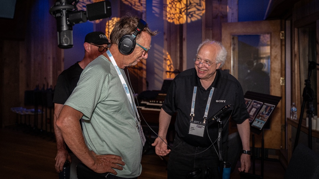 In the live room at Curb 43 Studios, Andy Munitz of Sony hosted both stereo and immersive music listening sessions on the company’s instant-classic MDR-MV1 Open-Back Reference Monitor Headphones. Photo: Future/Kevin Craig