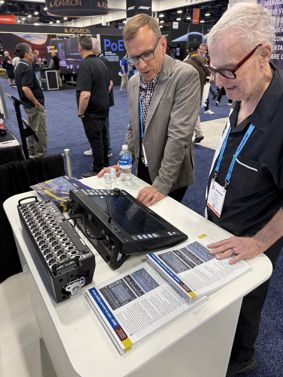 An item high on many ‘must check it out’ lists was the new M&W Pro Audio D24 24-channel digital mixer, based around a high-end touchscreen and detachable (or alternately rack-mountable) stagebox.