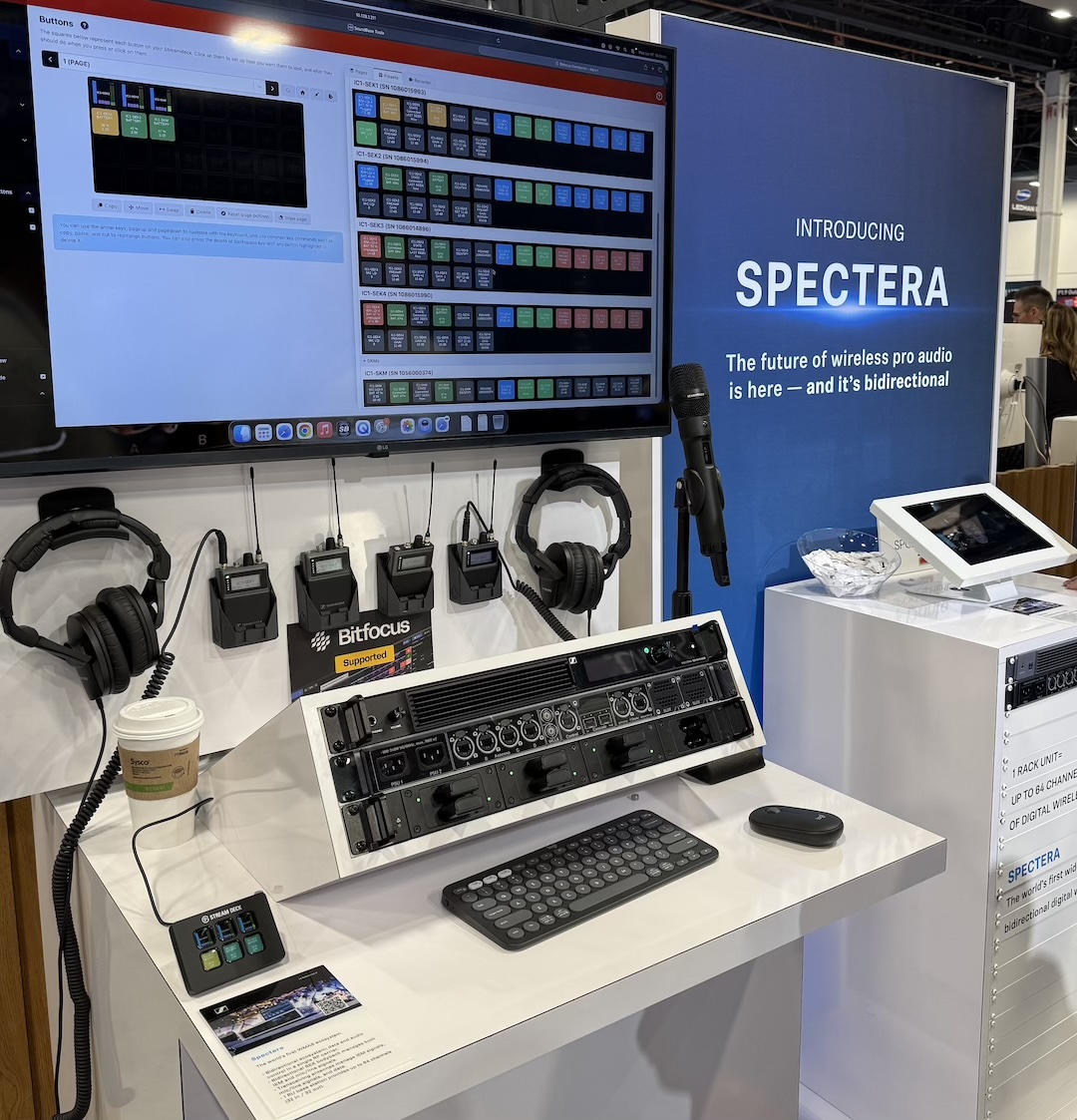 The bidirectional Spectera wireless system and SoundBase software were both big draws for the Sennheiser booth. Photo: Future.
