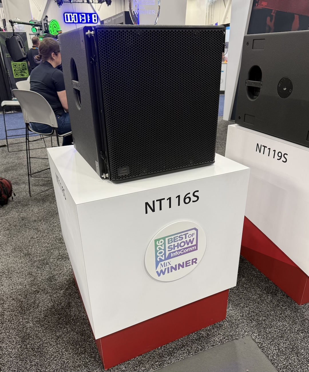 EAW’s new NT116S 16-inch powered subwoofer earned a Mix Best of Show-InfoComm Award. The NT116S delivers 135 dB SPL and 25 Hz extension, and integrated rigging options allow it to be integrated to a flown array of NT206L or deployed as a standalone LF solution. Photo: Future.