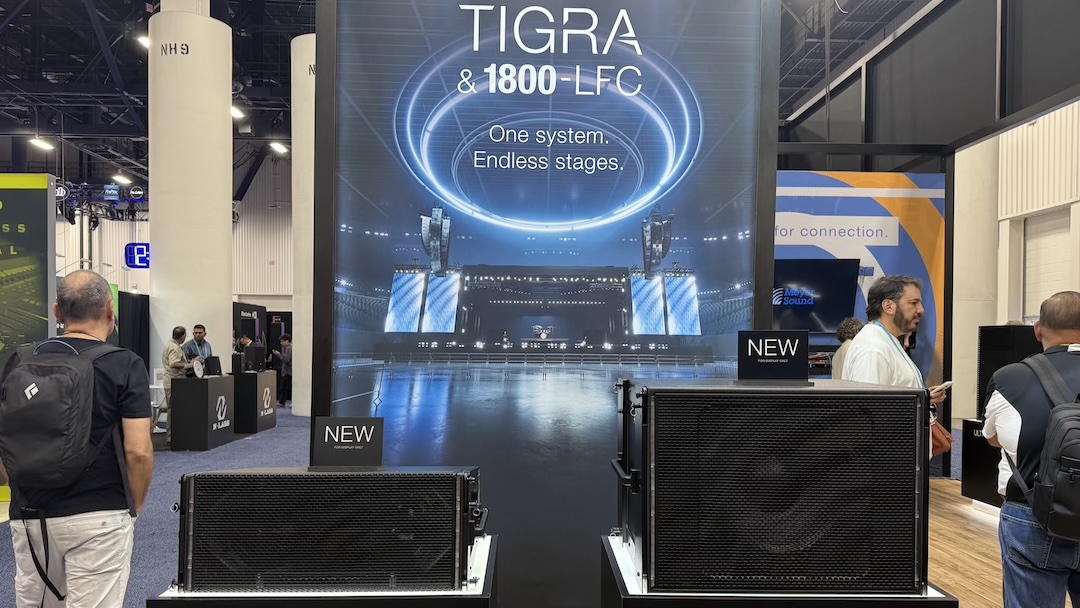 Meyer Sound presented its new Tigra and 1800-LFC speakers, first sneak-peeked during NAMM and released in March. The two offerings adapt certain elements of Meyer’s high-end Panther touring technology, bringing them into a more compact form suitable for performing arts centers, music venues, houses of worship and corporate environments. Photo: Future.