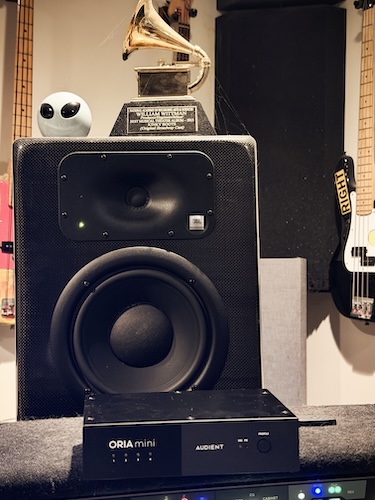 Wittman's ORIA Mini up-close, along with his Grammy Award for the 'Kinky Boots' Broadway cast album.
