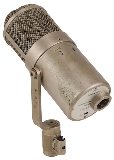 A Neumann U 47 FET condenser microphone used on sessions with the Stones, Queen, Marc Bolan, Deep Purple, ELO and others. Photo: Propstore Auction.